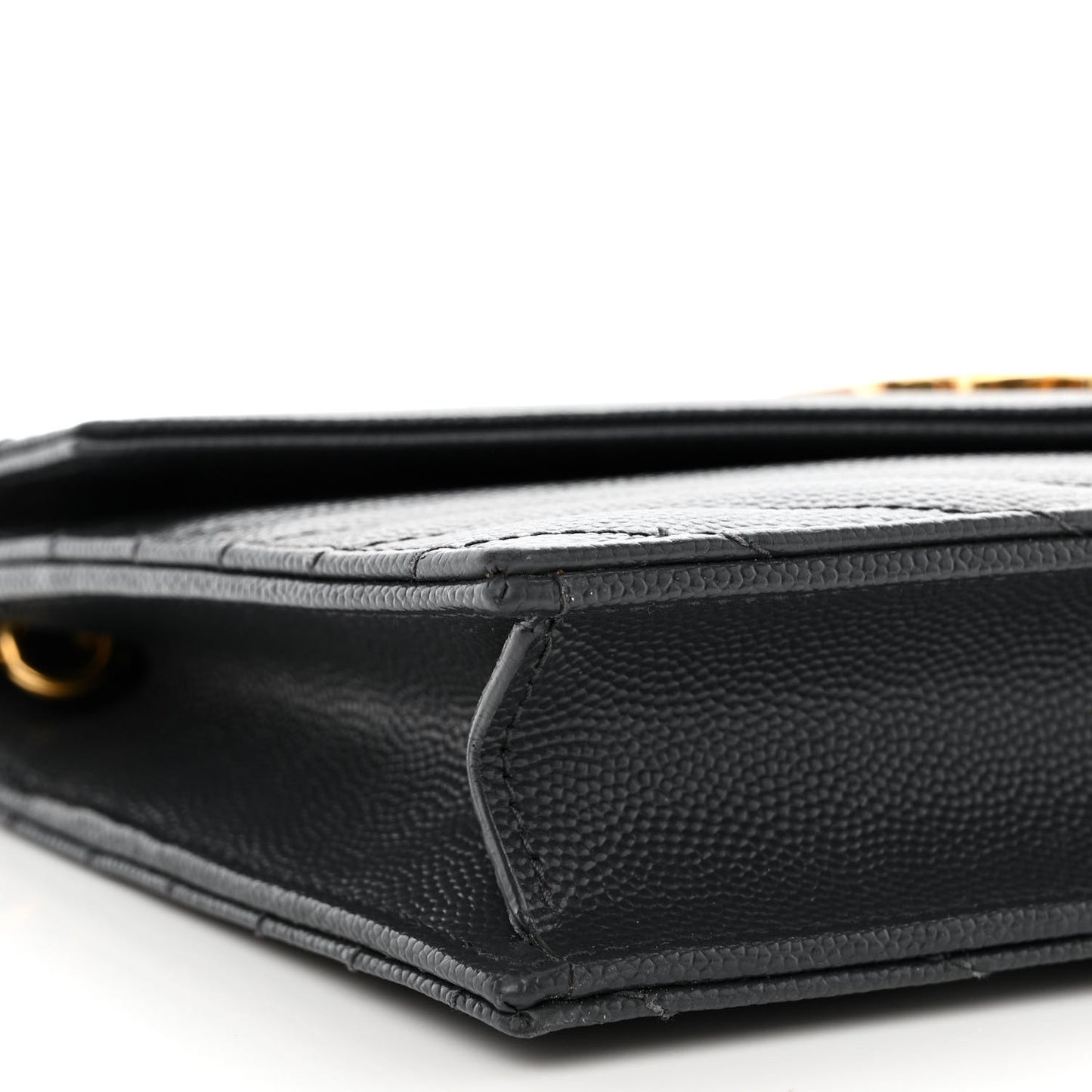 Grain De Poudre Matelasse Chevron Monogram Envelope Chain Wallet Dark Smog
