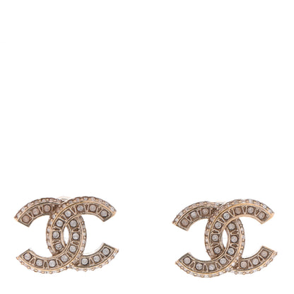 Chanel Crystal Timeless CC Earrings Light Gold 1 of 7