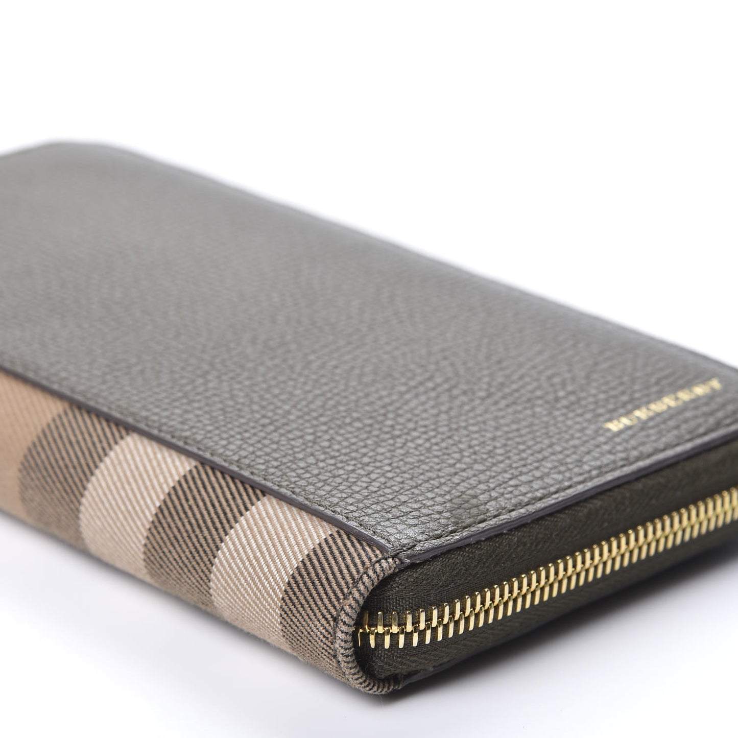 House Check Calfskin Renfrew Long Zip Around Wallet Green