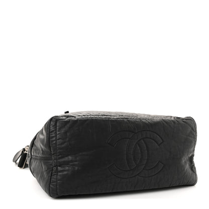 Chanel Coated Canvas Quilted Large Garment Travel Bag Black 4 of 10