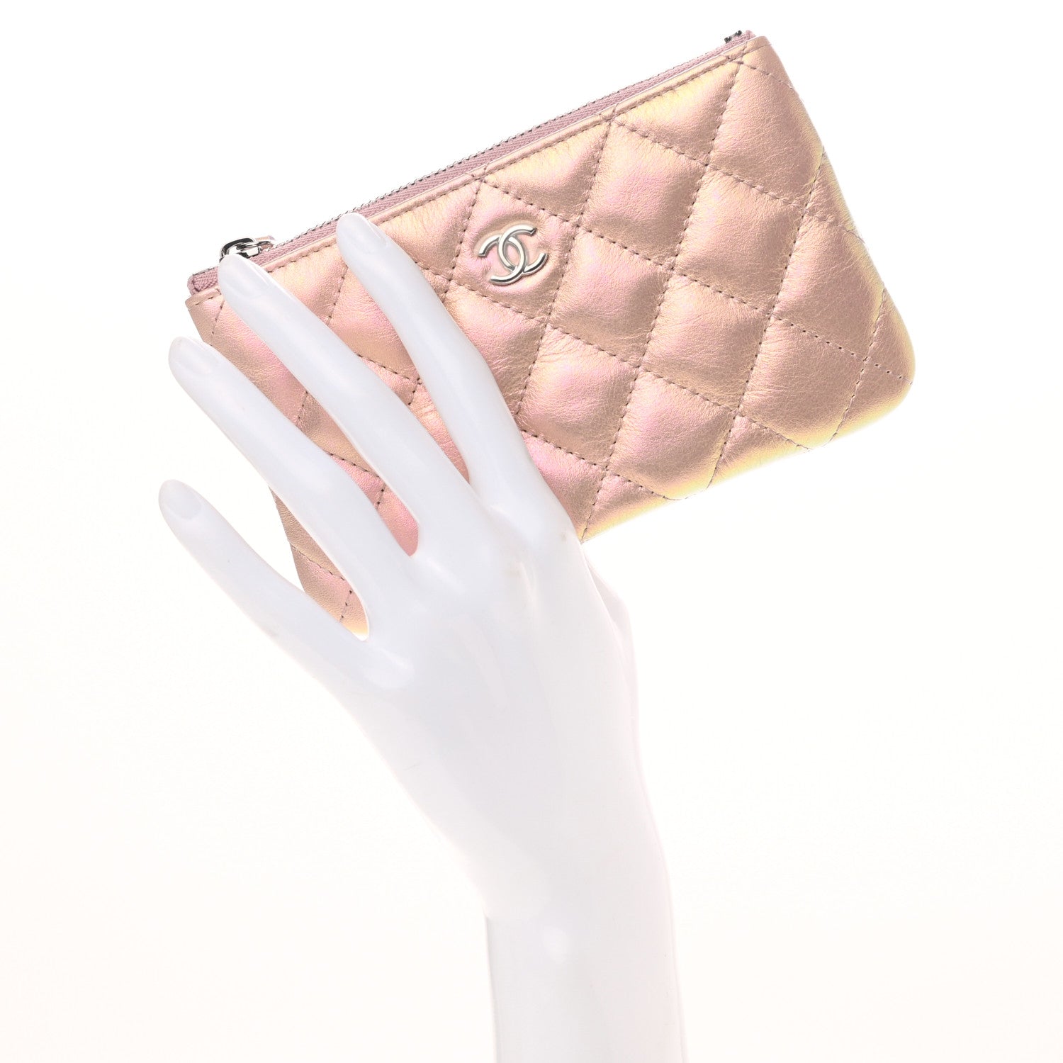 Chanel Iridescent Calfskin Quilted Small Cosmetic Case Pink 2 of 8
