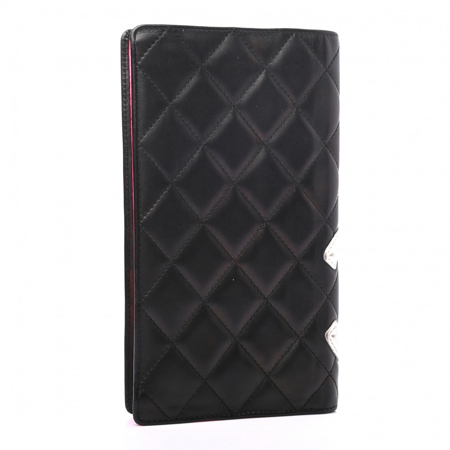 Calfskin Quilted Cambon Yen Wallet Black White
