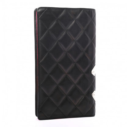 Chanel Calfskin Quilted Cambon Yen Wallet Black White 3 of 9