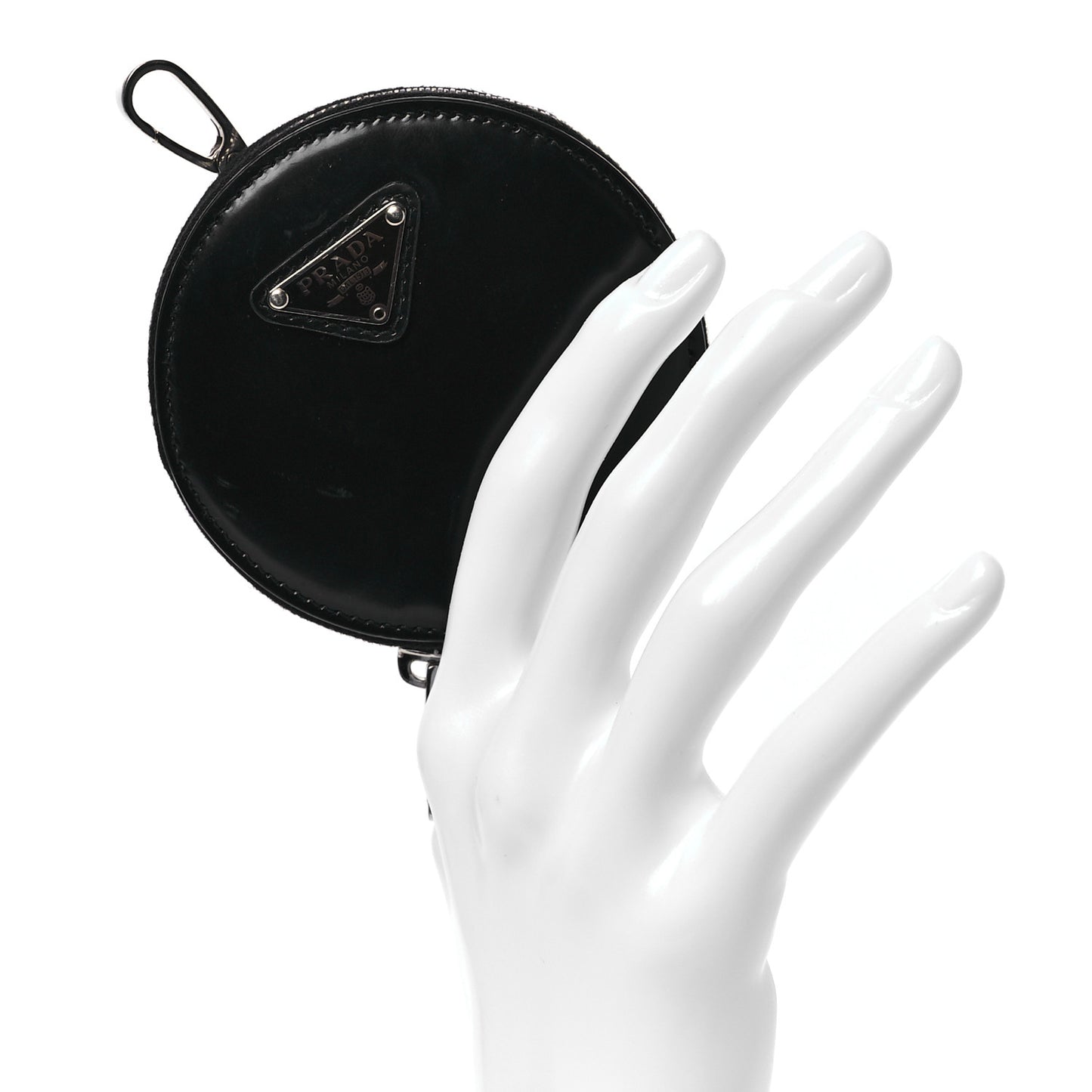 Spazzolato Round Coin Pouch Bag Charm Black