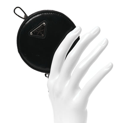 Prada Spazzolato Round Coin Pouch Bag Charm Black 2 of 7