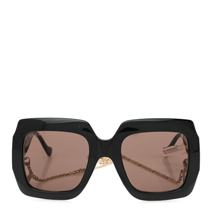 Gucci Acetate Square Frame Chain Sunglasses GG1022S Black 2 of 7