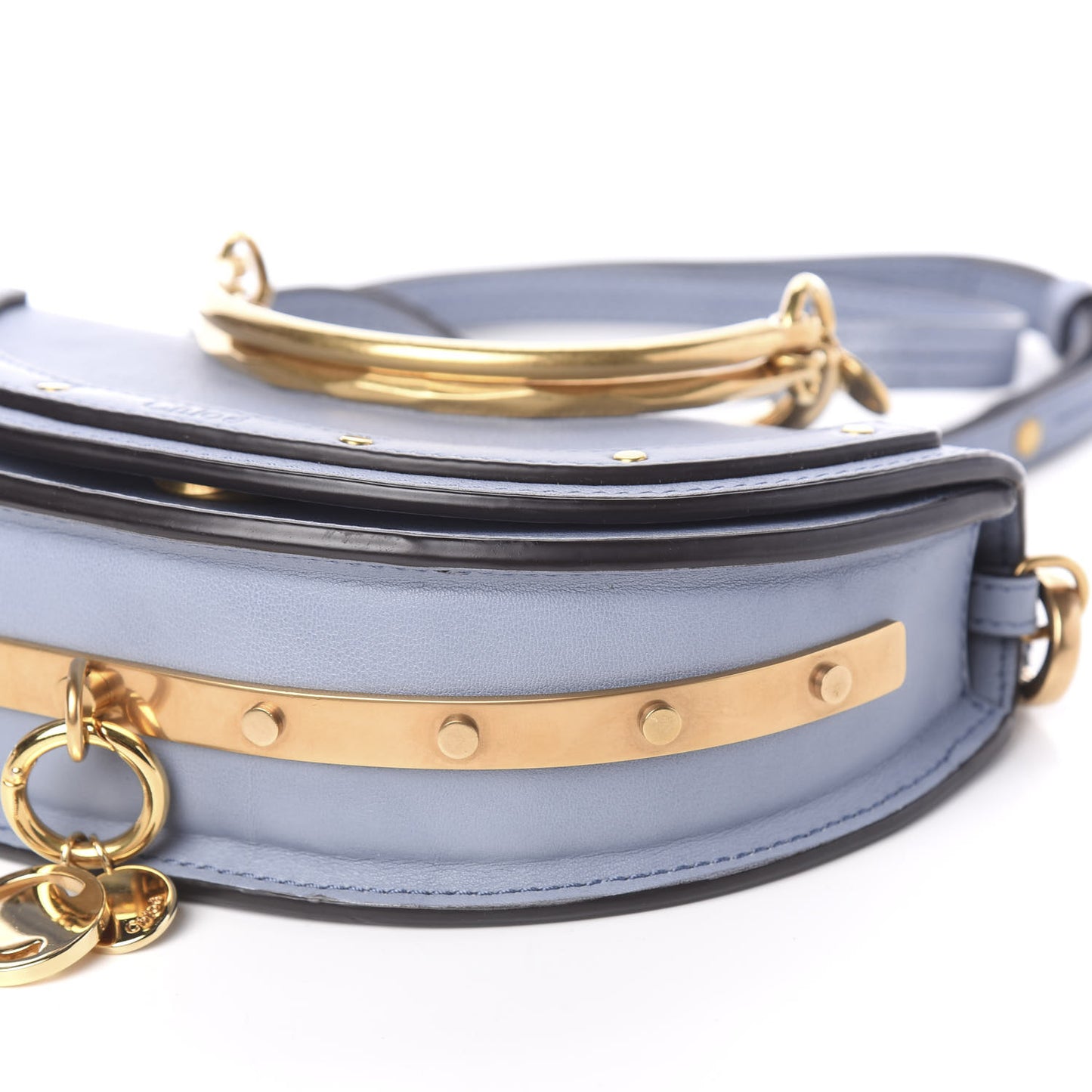 Calfskin Small Nile Bracelet Minaudiere Bag Washed Blue