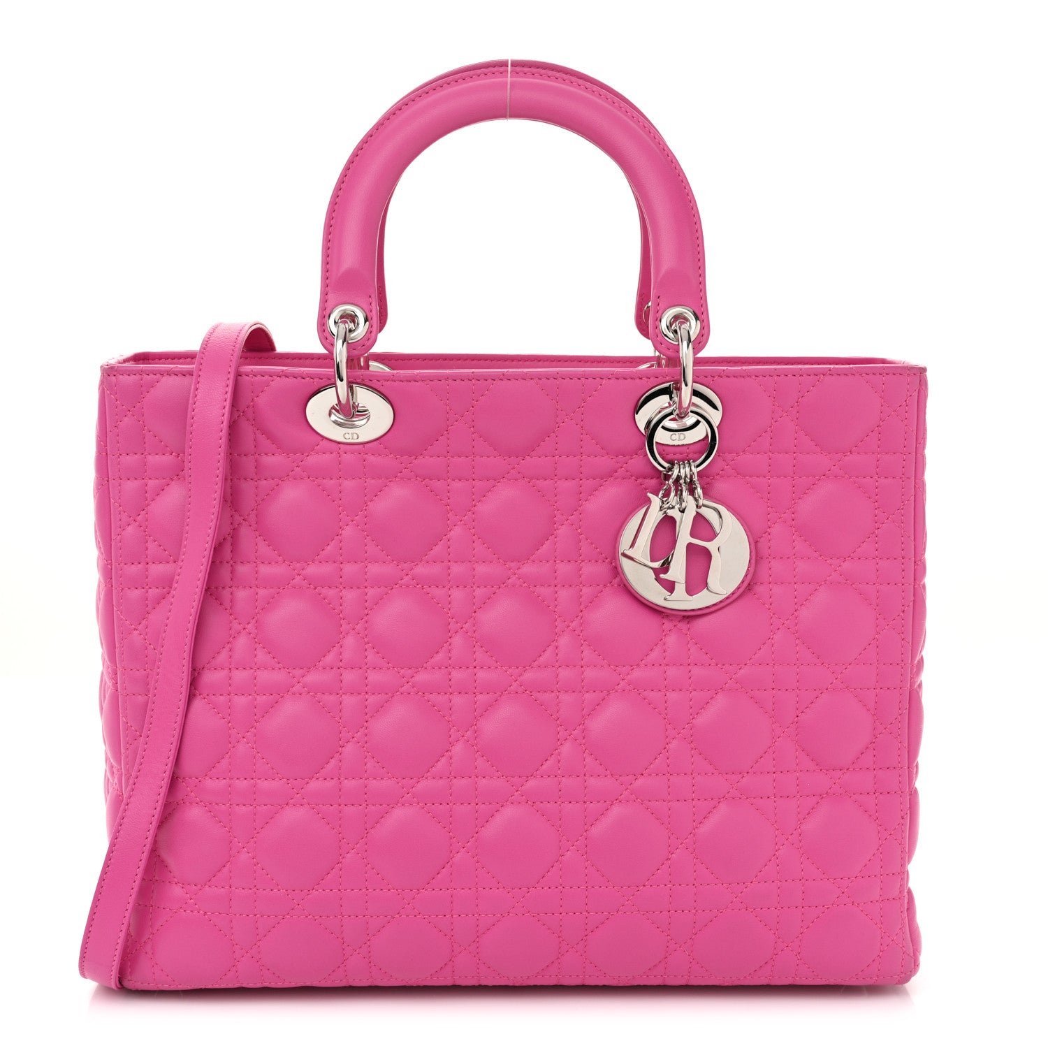 Christian Dior Lambskin Cannage Large Lady Dior Fuchsia Fuchsia 1 of 11