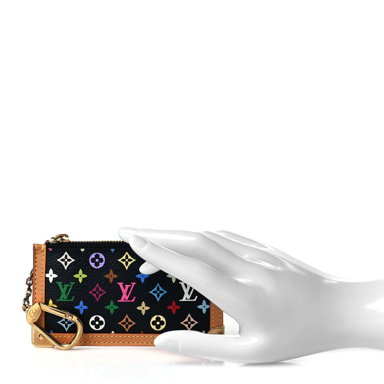 Louis Vuitton Monogram Multicolor Key Pouch Black 2 of 7