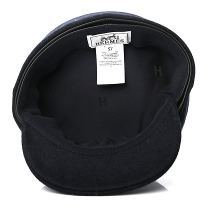 Hermes Wool Calfskin Dani Cap 57 Marine Black 7 of 8