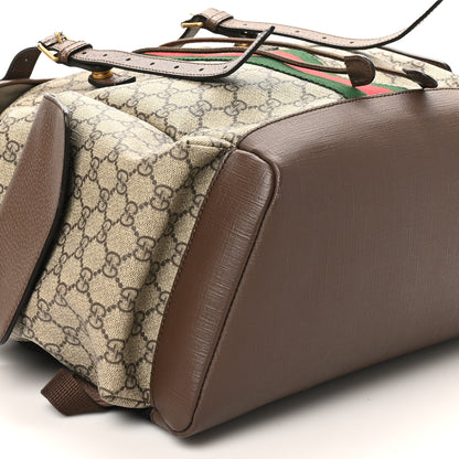 Gucci GG Supreme Monogram Medium Ophidia Double Buckle Backpack Brown 9 of 10