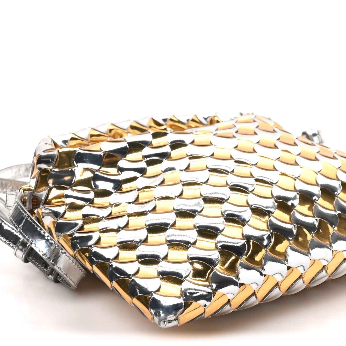 Metallic Lambskin Intrecciato Mini Hop Silver Gold