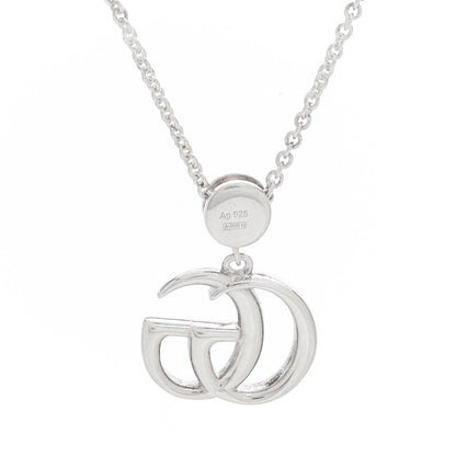 Gucci Sterling Silver Blue Topaz Mother of Pearl Turquoise Double GG Pendant Necklace 4 of 5