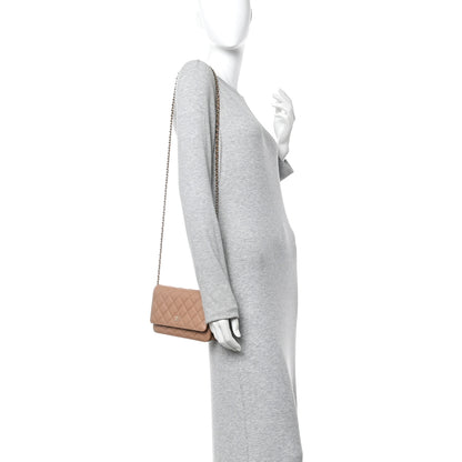 Chanel Caviar Quilted Wallet on Chain WOC Dark Beige 2 of 12