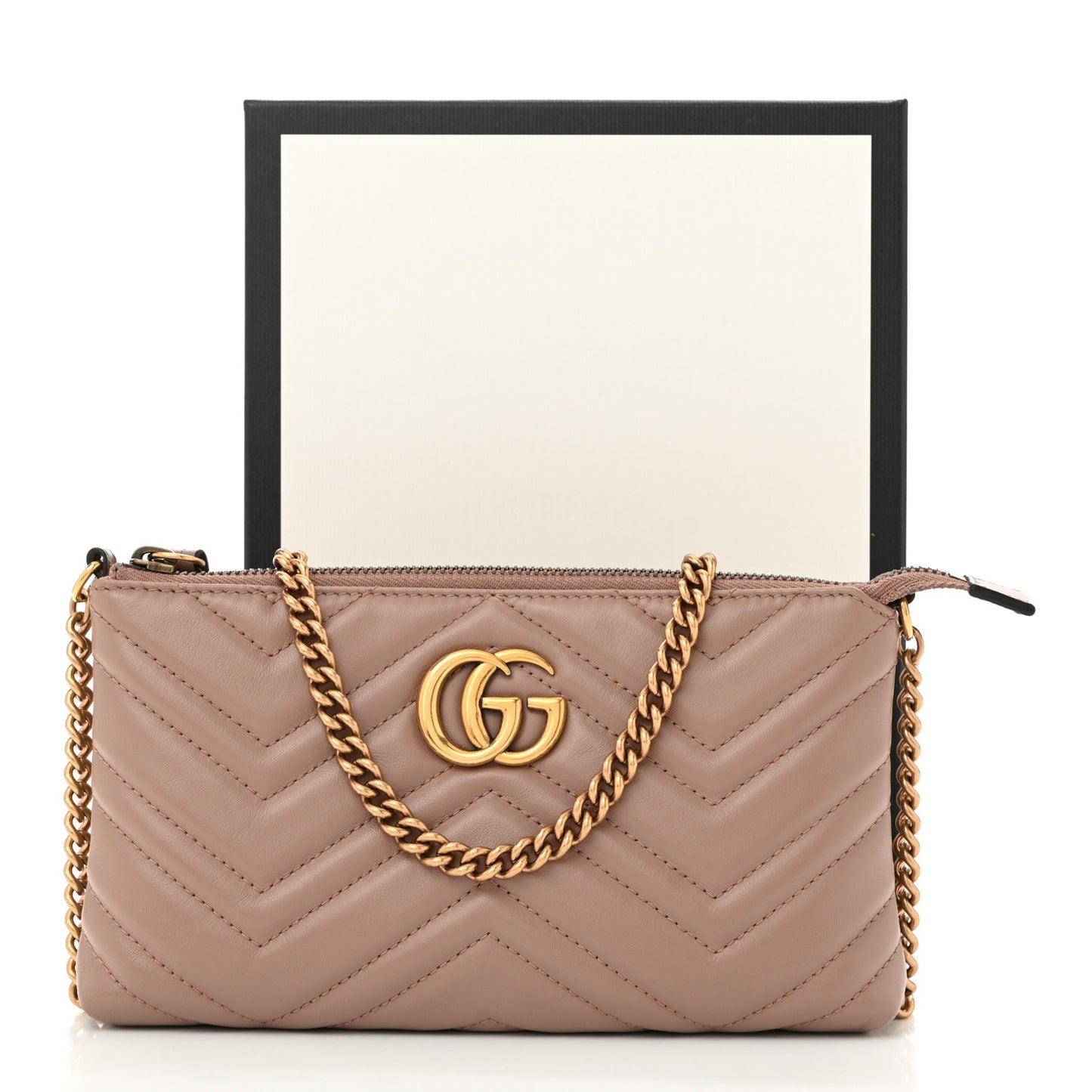 Calfskin Matelasse Mini GG Marmont Chain Bag Porcelain Rose