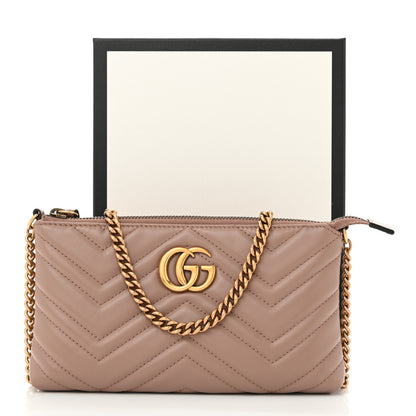 Gucci Calfskin Matelasse Mini GG Marmont Chain Bag Porcelain Rose 11 of 11