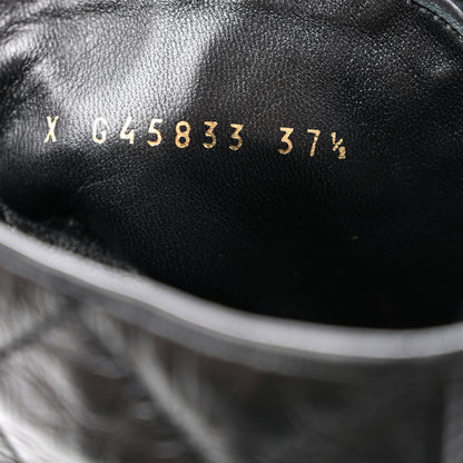 Chanel Shiny Calfskin Quilted Lace Up Combat Boots 37.5 Black 9 of 11