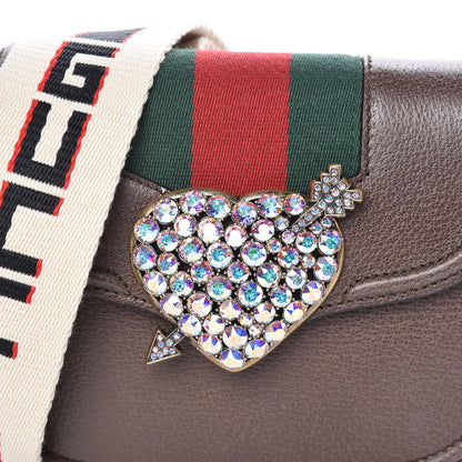 Gucci Textured Calfskin Web Crystal Heart Stripe Small Totem Shoulder Bag New Acero 14 of 14