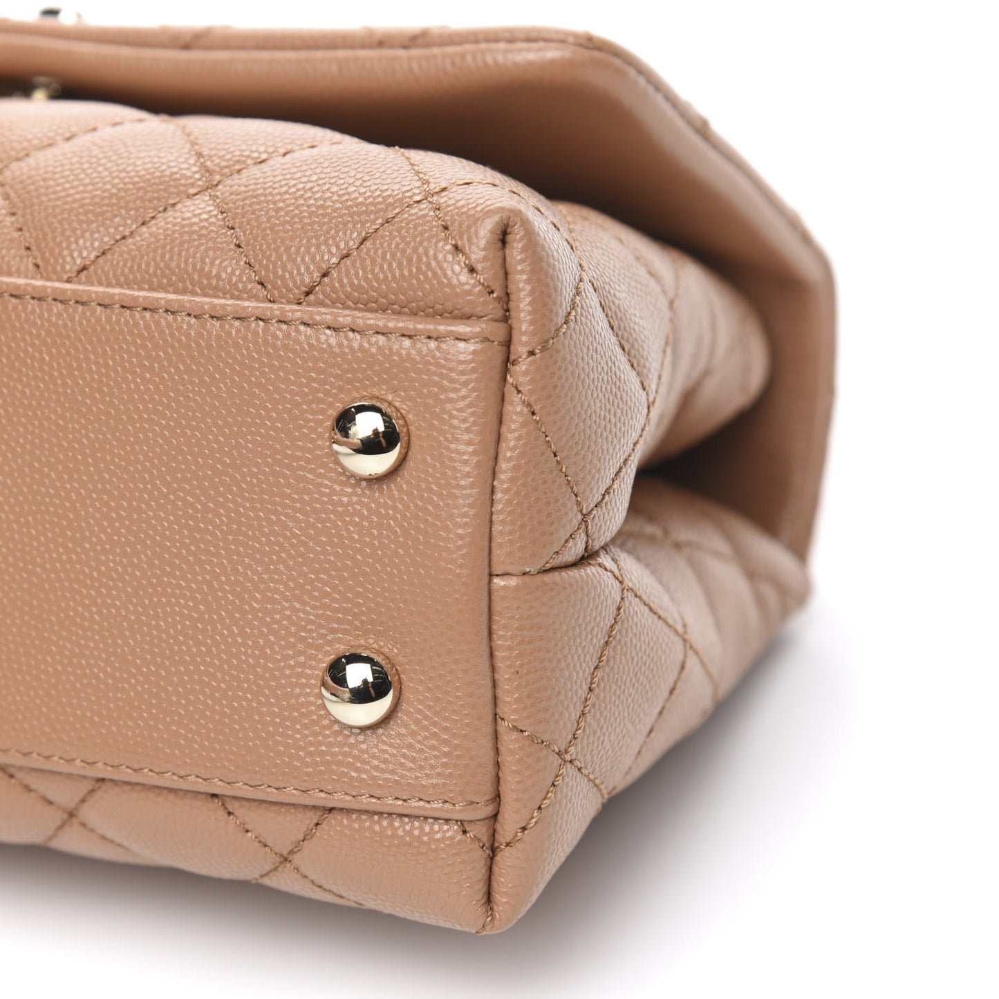 Caviar Quilted Mini Coco Handle Flap Brown