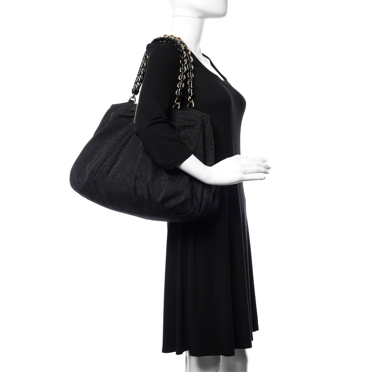 Fendi Zucca Enamel Mia Tote Black 2 of 13