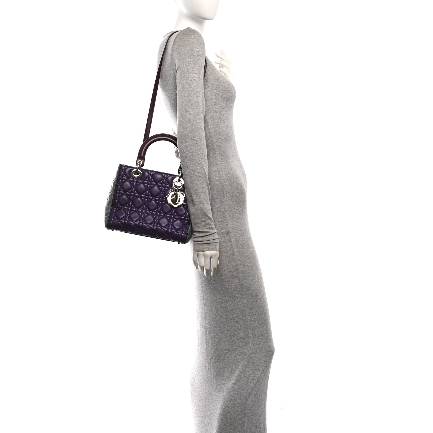Christian Dior Lambskin Cannage Medium Bi-Color Lady Dior Purple Blue 2 of 10