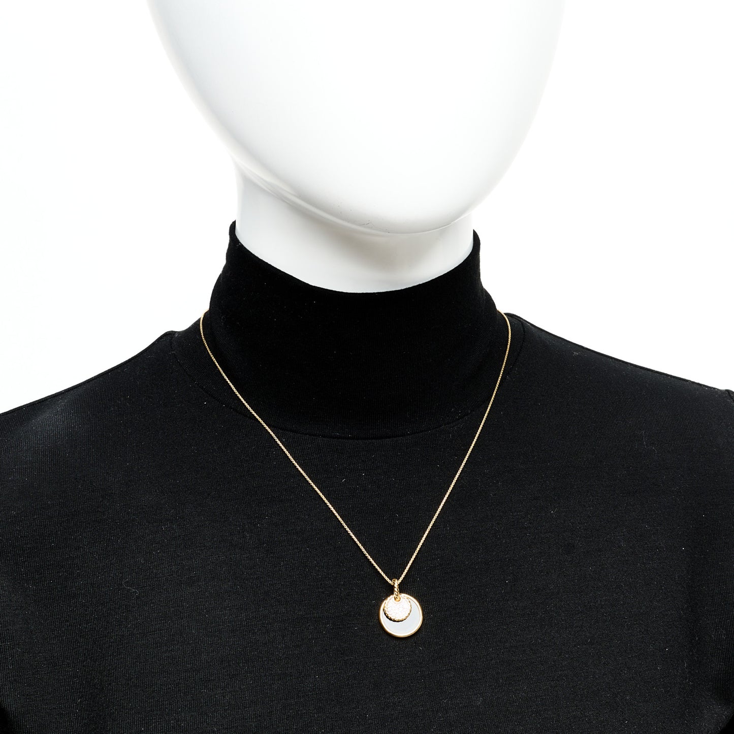 18K Yellow Gold Diamond Black Onyx Mother of Pearl 21.5mm Reversible Elements Necklace