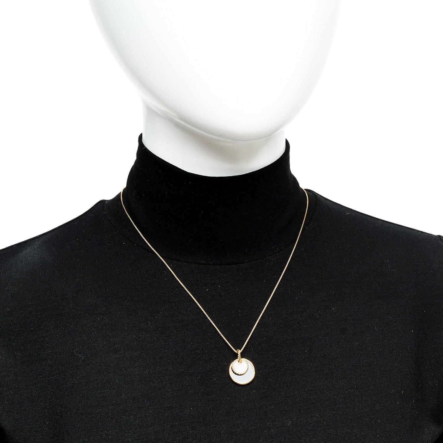David Yurman 18K Yellow Gold Diamond Black Onyx Mother of Pearl 21.5mm Reversible Elements Necklace 2 of 7