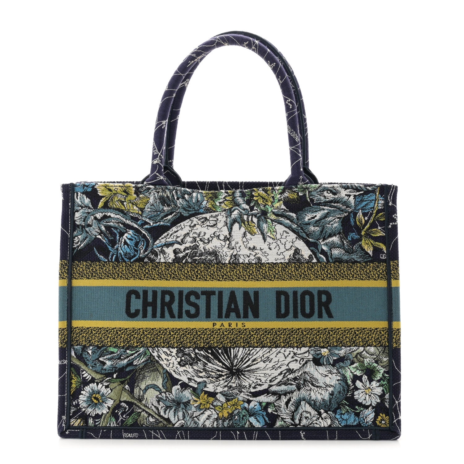 Christian Dior Canvas Embroidered Medium Zodiac Book Tote Blue Multicolor 1 of 10