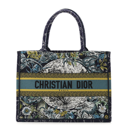 Christian Dior Canvas Embroidered Medium Zodiac Book Tote Blue Multicolor 1 of 10