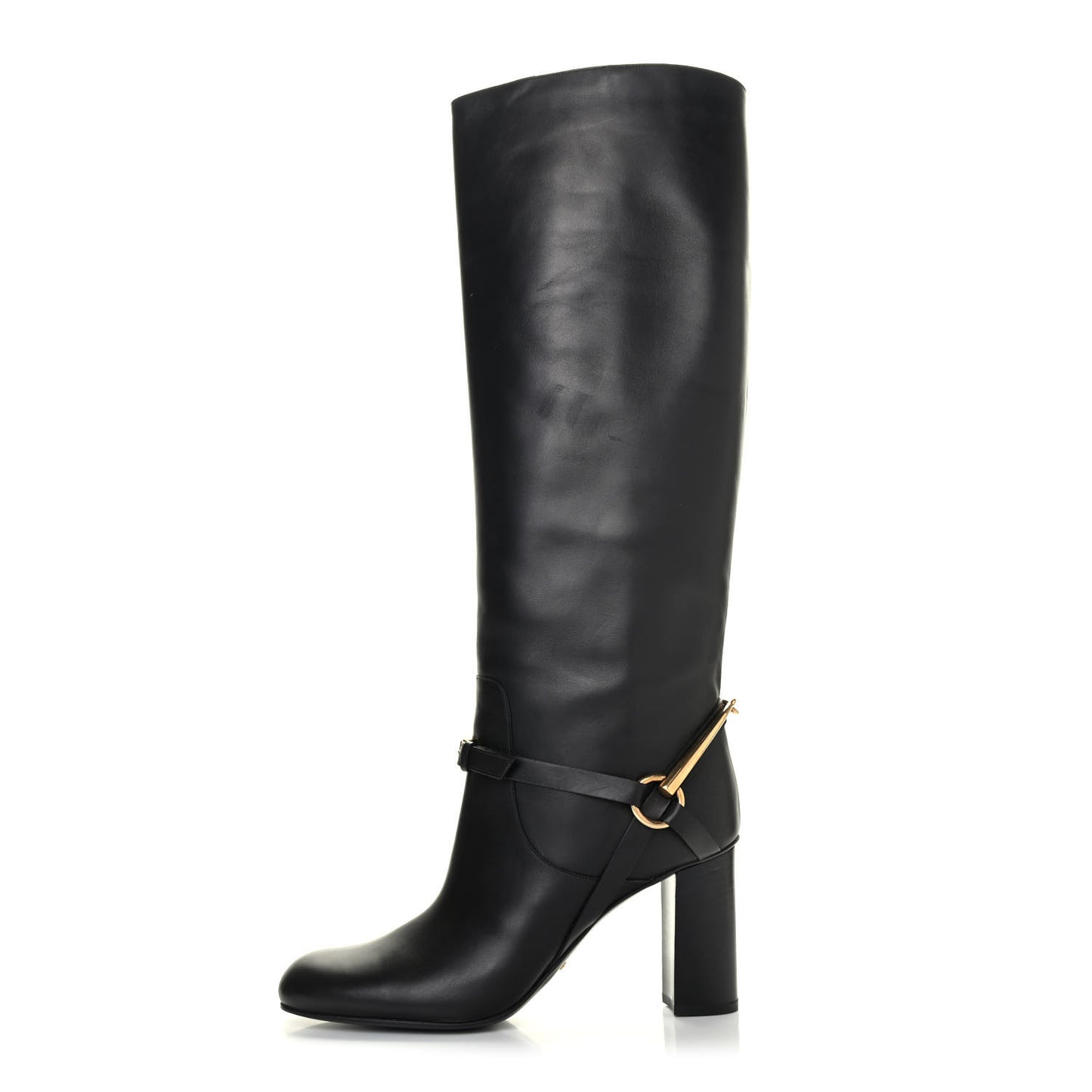 Calfskin Tess Horsebit Tall Boots 39.5 Black