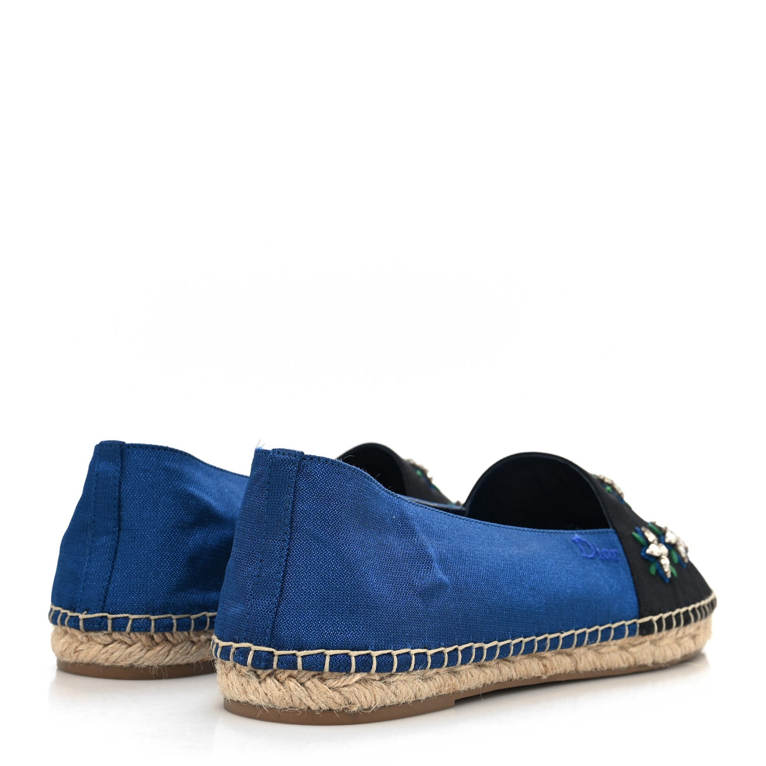 Christian Dior Crystal Embellished Riviera Espadrilles 41 Black Green 4 of 9