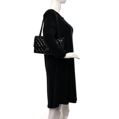 Chanel Shiny Crumpled Calfskin Quilted Medium Double Flap So Black 2 of 10