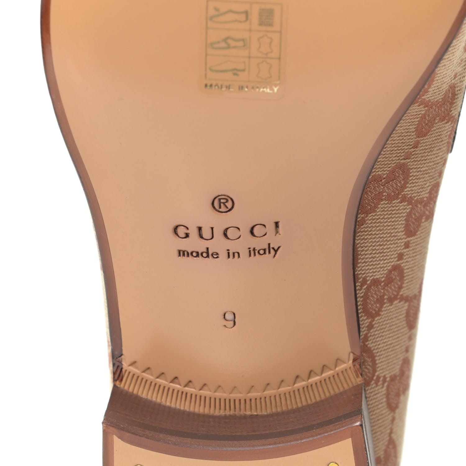 Gucci GG Monogram Goatskin Web Mens Horsebit Loafers 9 Beige Ruggine Light Brown 5 of 5