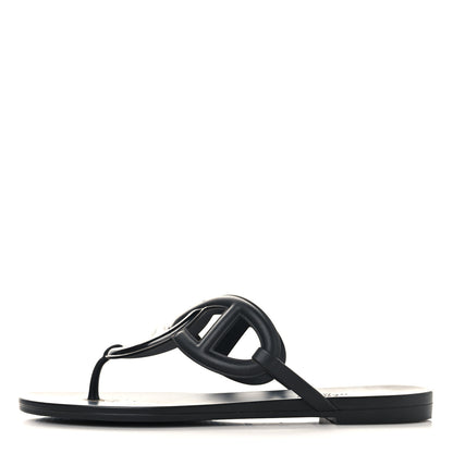 Hermes Rubber Womens Egerie Sandals 38 Black 1 of 10