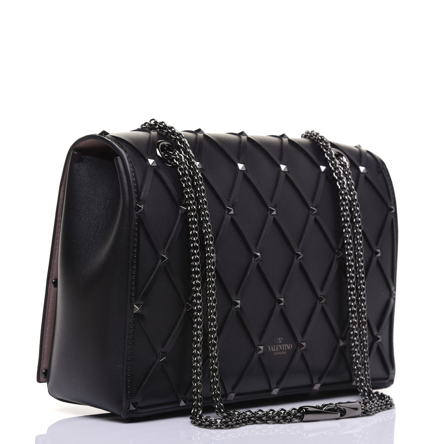 Valentino Garavani Smooth Calfskin Quilted Beehive Shoulder Bag Black 3 of 14