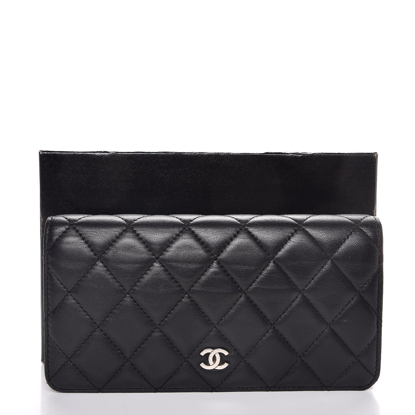 Lambskin Quilted Yen Wallet Black