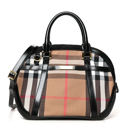 Burberry Bridle Calfskin House Check Small Orchard Bowling Bag Black 1 of 11