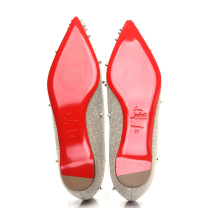 Christian Louboutin Metallic Glitter Fabric Degraspike Flats 38 Silver 6 of 10