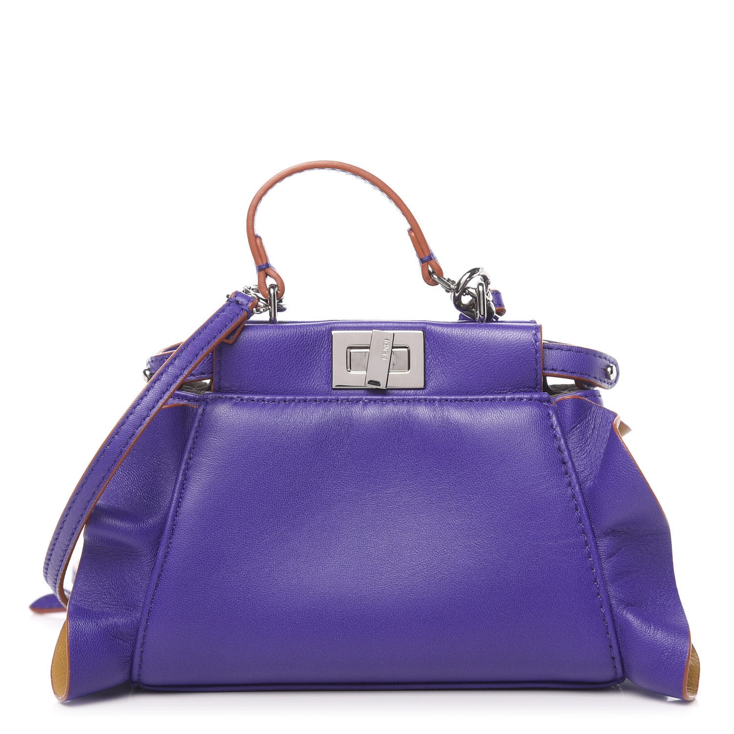 Shiny Nappa Waves Bi-Color Micro Peekaboo Iconic Satchel Purple Amber