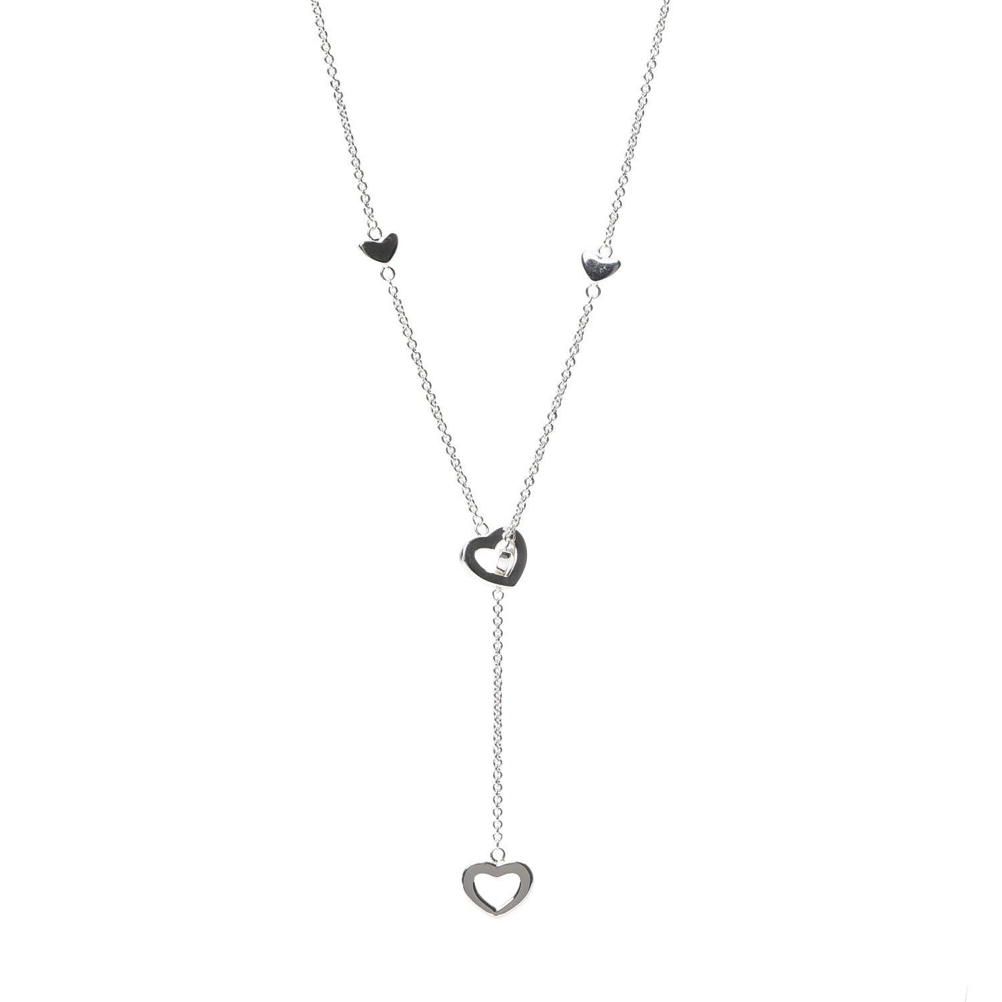 Sterling Silver Heart Lariat Necklace
