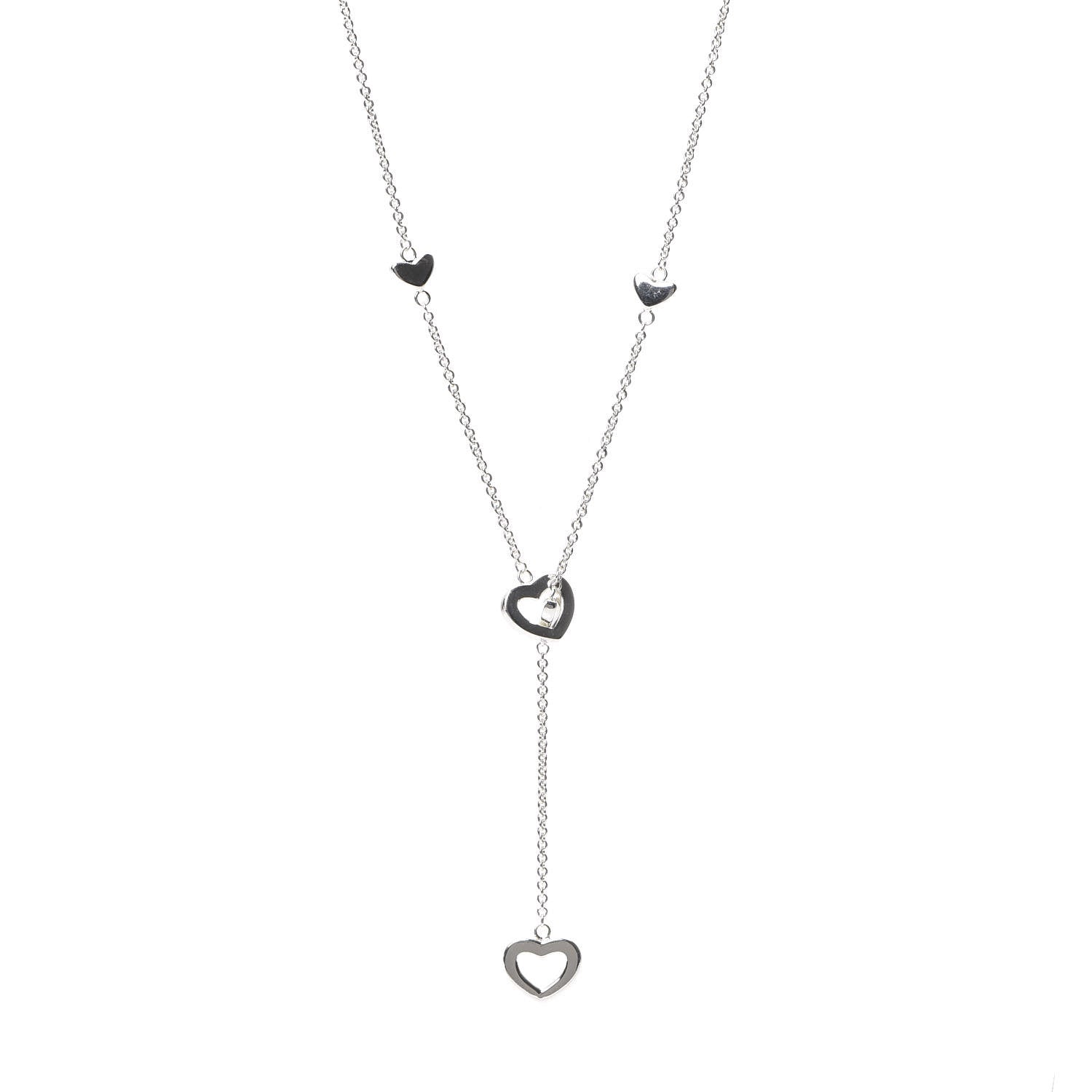 Tiffany Sterling Silver Heart Lariat Necklace 1 of 4