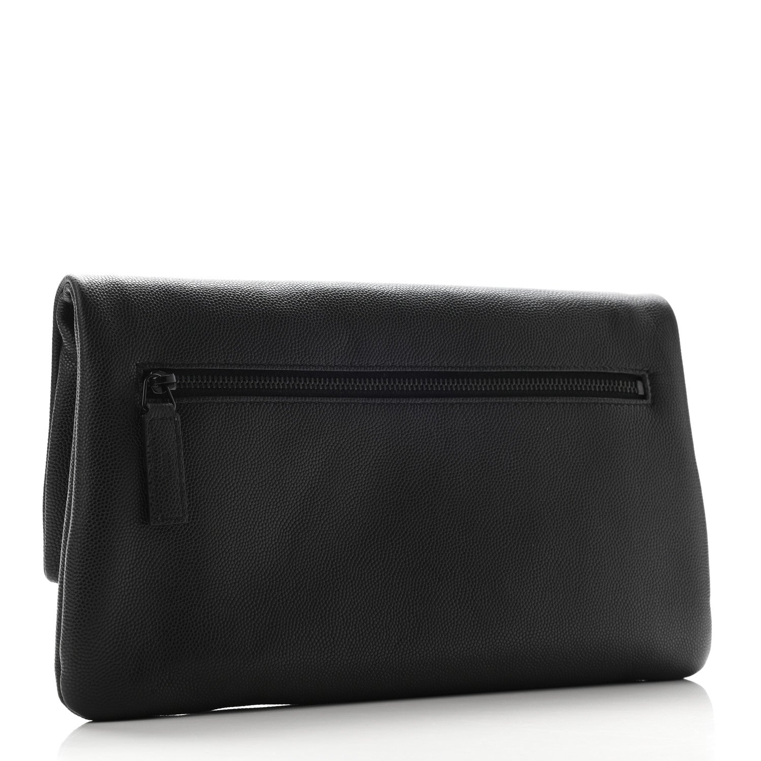 Saint Laurent Grain De Poudre West Hollywood Monogram Fold Over Clutch Black 3 of 6