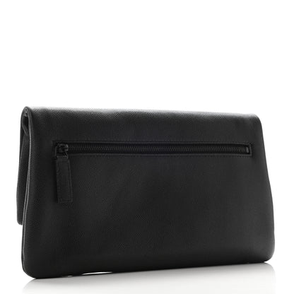 Saint Laurent Grain De Poudre West Hollywood Monogram Fold Over Clutch Black 3 of 6