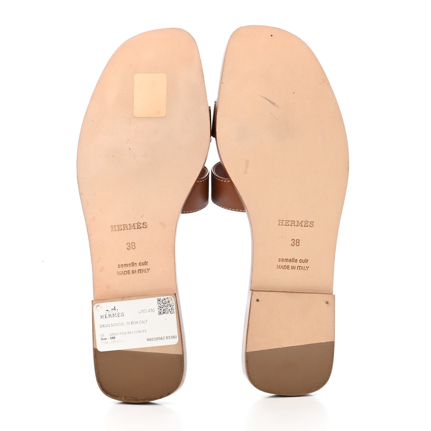 Box Calfskin Oran Sandals 38 Gold