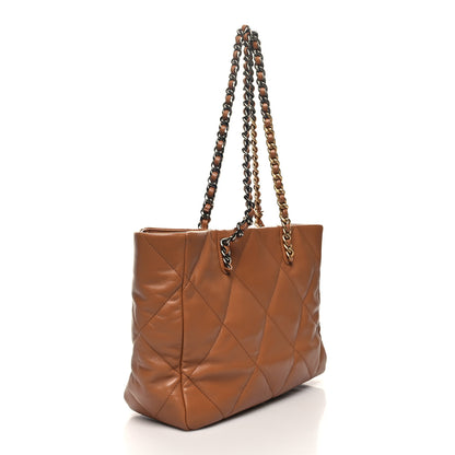 Chanel Lambskin Quilted Chanel 19 East West Shopping Bag Brown 3 of 10