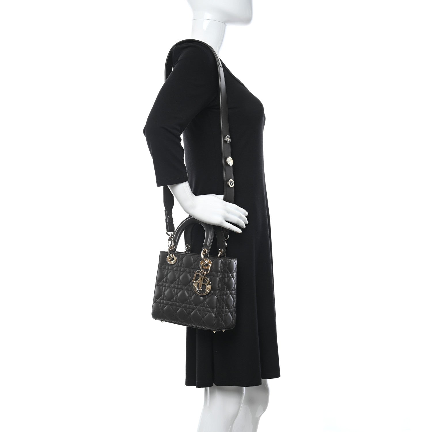 Christian Dior Lambskin Cannage Small Lucky Badges My Lady Dior Dark Grey 2 of 11