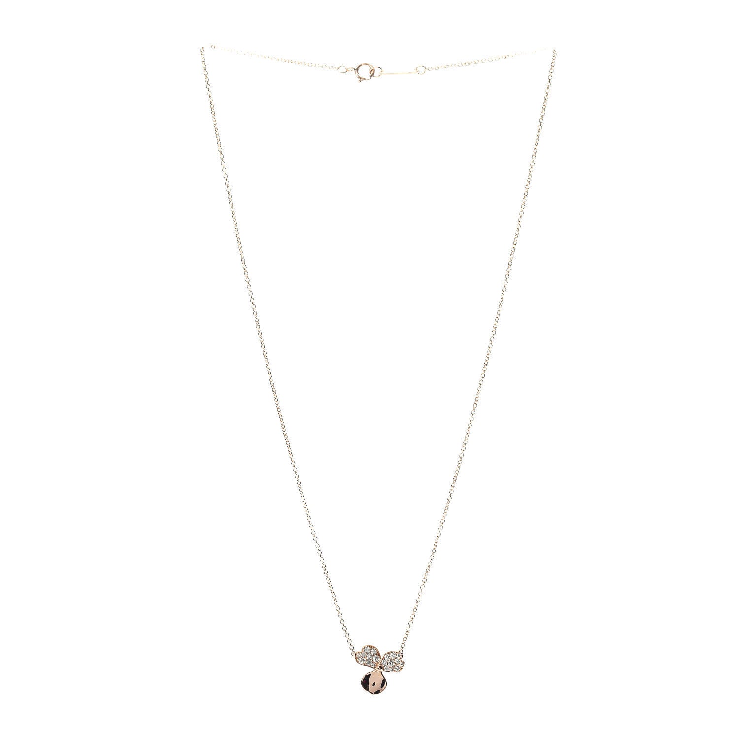 Tiffany 18K Rose Gold Diamond Paper Flowers Pendant Necklace 3 of 4