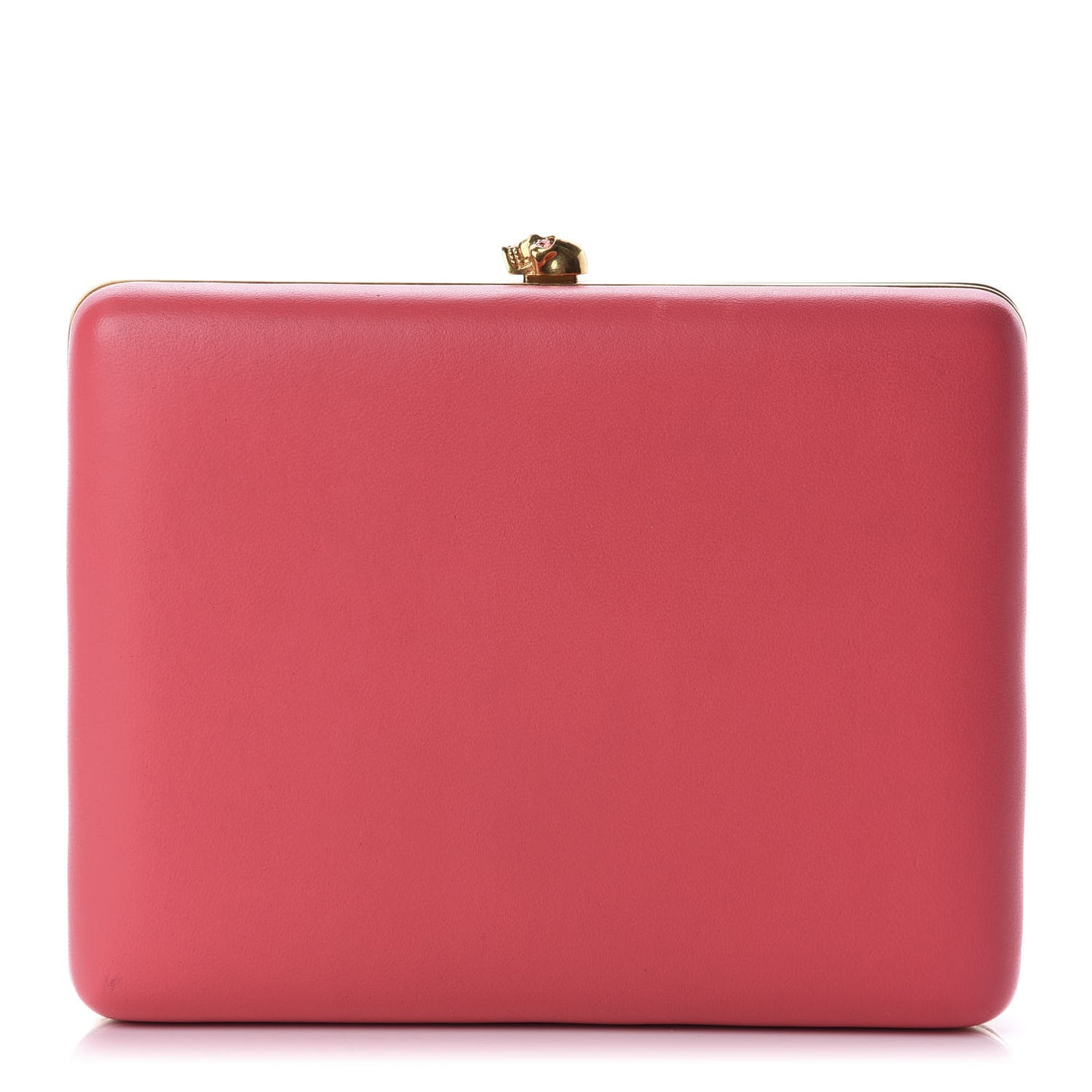Calfskin Skull Box Clutch Pink