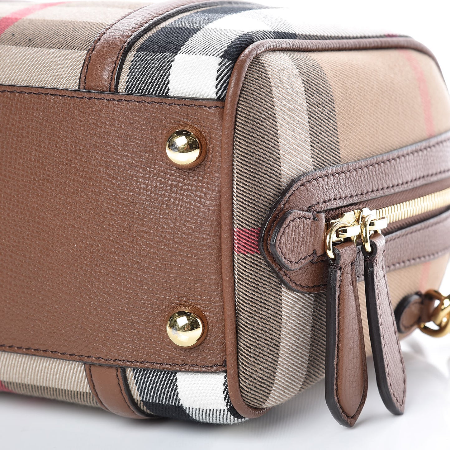 House Check Derby Calfskin Small Alchester Bowling Bag Tan