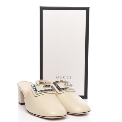 Gucci Malaga Kid Crystal Square G Madelyn Mules 40 Vintage White 9 of 9